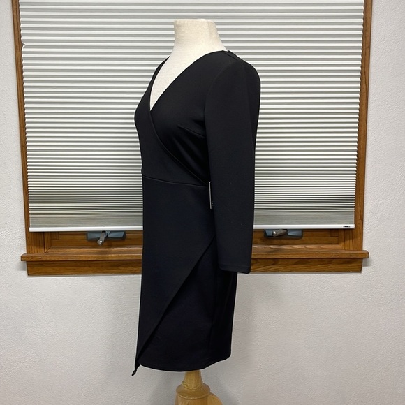 Express NWT Black 3/4 Sleeve Open Back Faux Wrap Dress Size Small - Picture 6 of 9